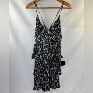 NEW Lulu's Cascading Crush Black Floral Bustier Tiered Party Dress Women's Large